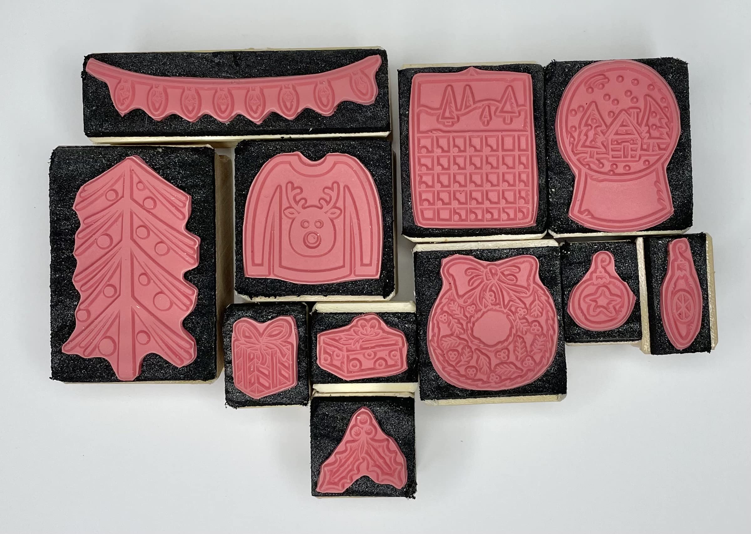 Christmas Rubber Stamp Set with 10 Holiday Designs - DIY Christmas Card Making, Gift Wrapping & Scrapbooking Supplies for Festive Crafts