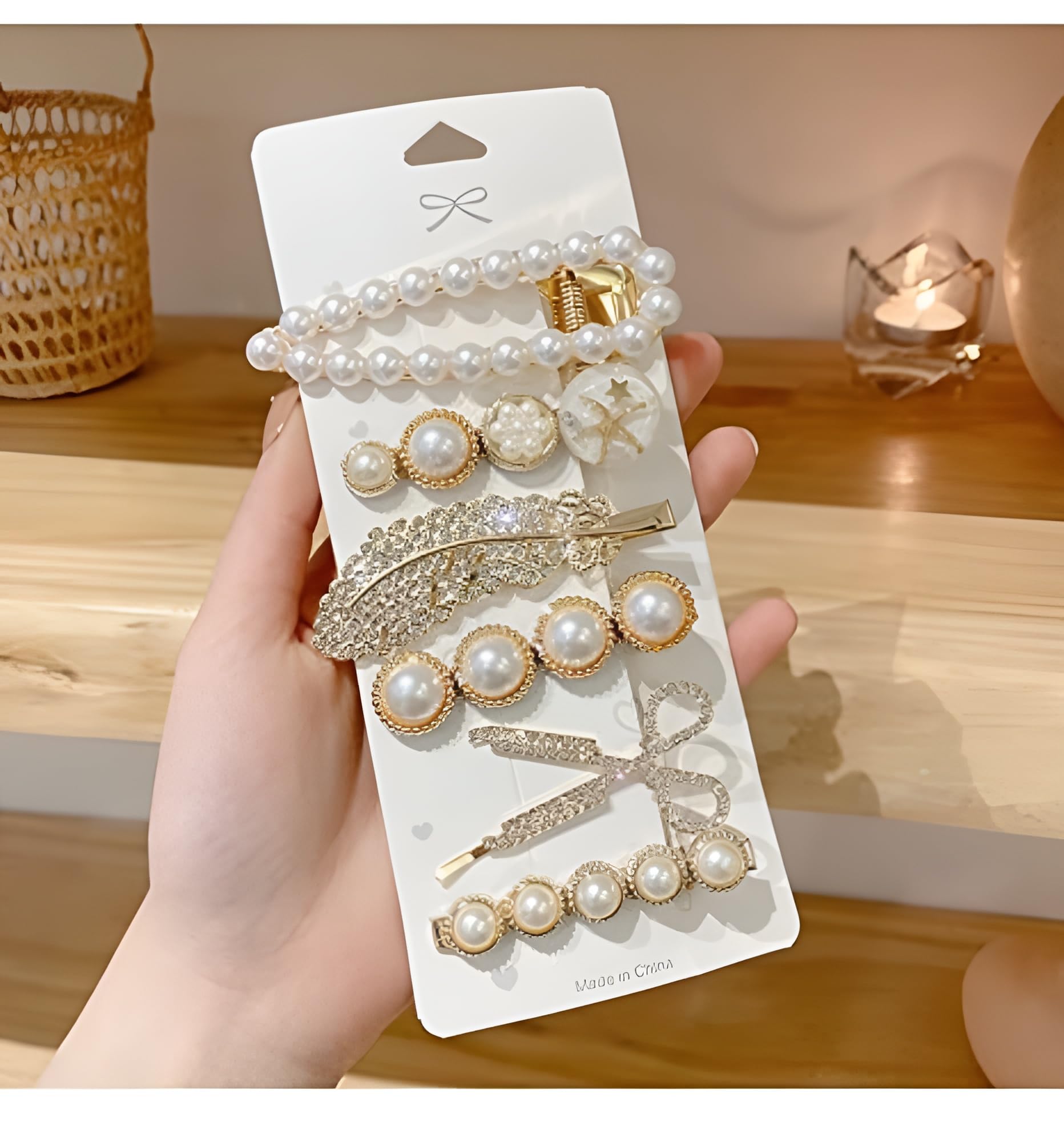 BellaStella Korean Stylish Pearl Rhinestone Hair Clips - Elegant Bobby Pins with Marble Alligator Design for Women | Perfect for Weddings, Parties, and Daily Hair Accessories