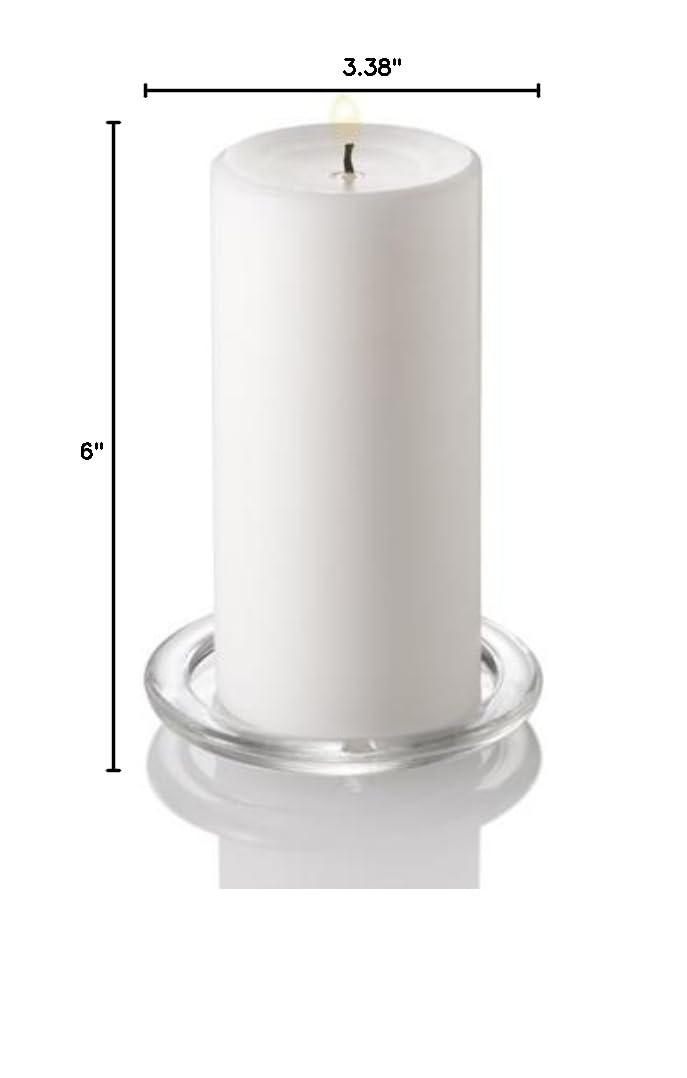 12 Pack Eastland Glass Cylinder Vases 7.5 Inch & 12 Richland Pillar Candles 6 Inch White - Perfect for Weddings, Centerpieces, Home Decor and Romantic Ambiance