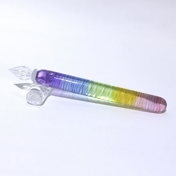 Japanese Glass Dip Pen - Rainbow, Short, Purple to Pink Gradient - Perfect Calligraphy & Handwriting Tool - Ideal Gift for Writers, Artists & Stationery Lovers - Great for Journaling, Letter Writing & Creative Projects