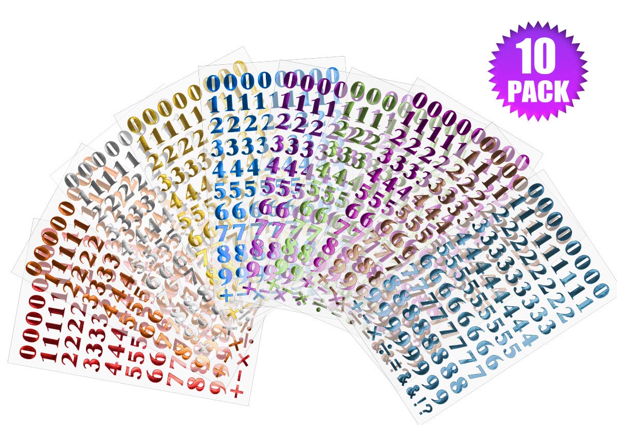 10 Sheets Self-Adhesive PU Number & Letter Stickers for DIY Planners, Bullet Journals, Scrapbooks, Calendars - Perfect for Home Office, School Projects & Crafting