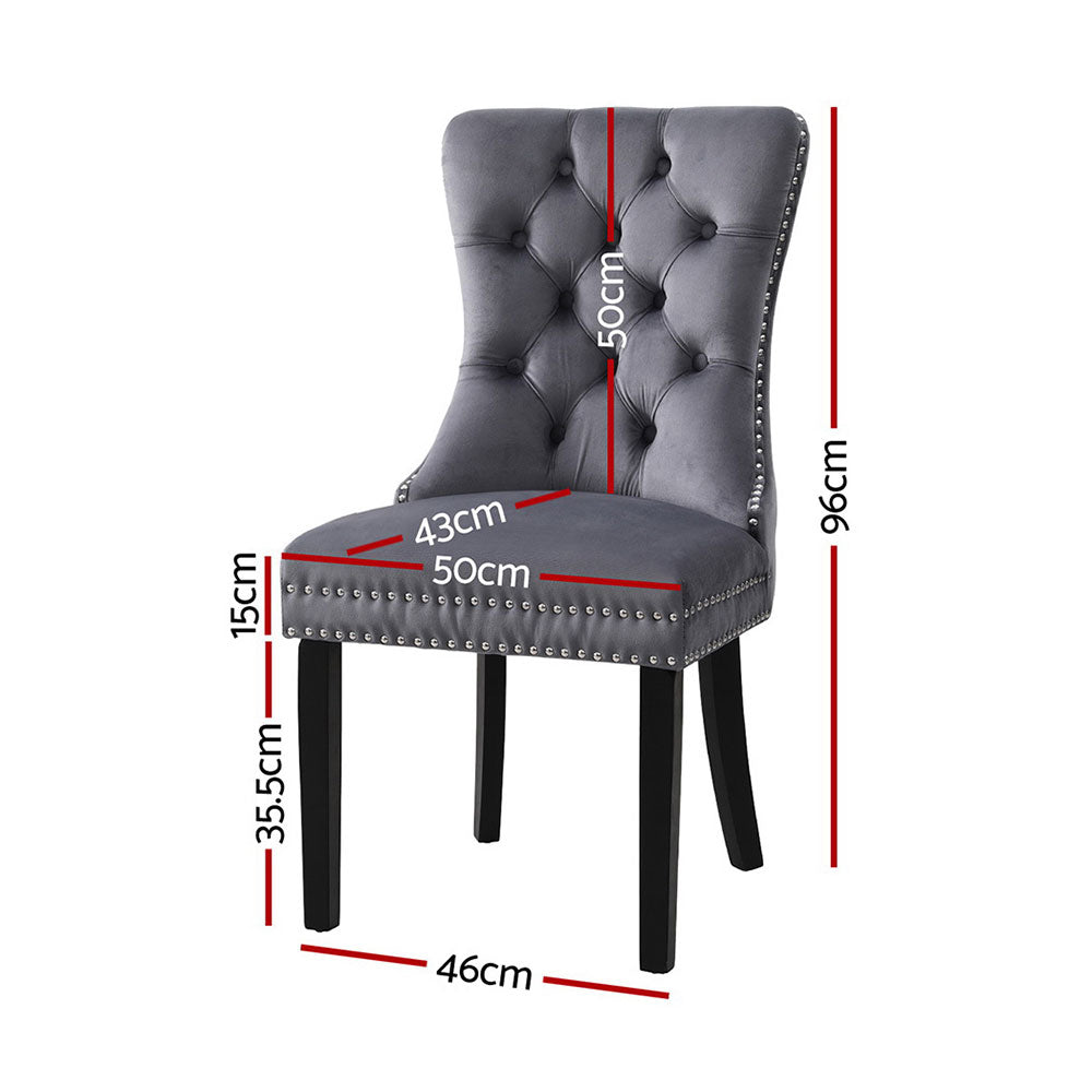 4-Piece Artiss Dining Chair Set - Grey Velvet Upholstered Kitchen Chairs for Dining Room, Breakfast Nook & Home Decor