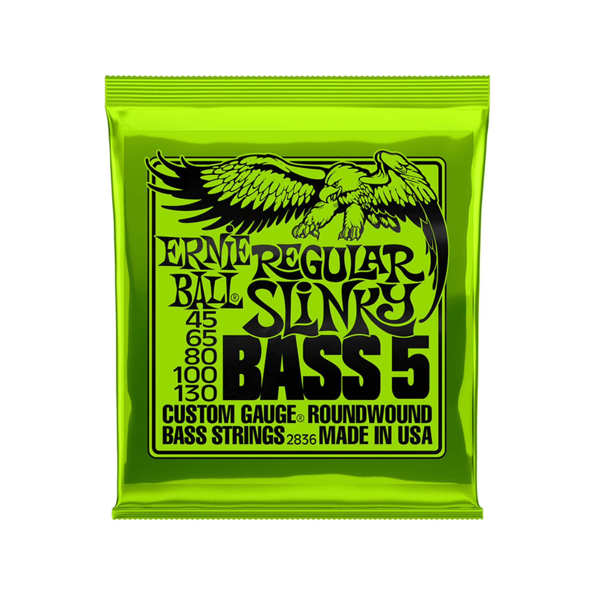 Ernie Ball Regular Slinky 5-String Bass Guitar Strings 45-130 Gauge | Perfect for Rock, Metal & Studio Recording
