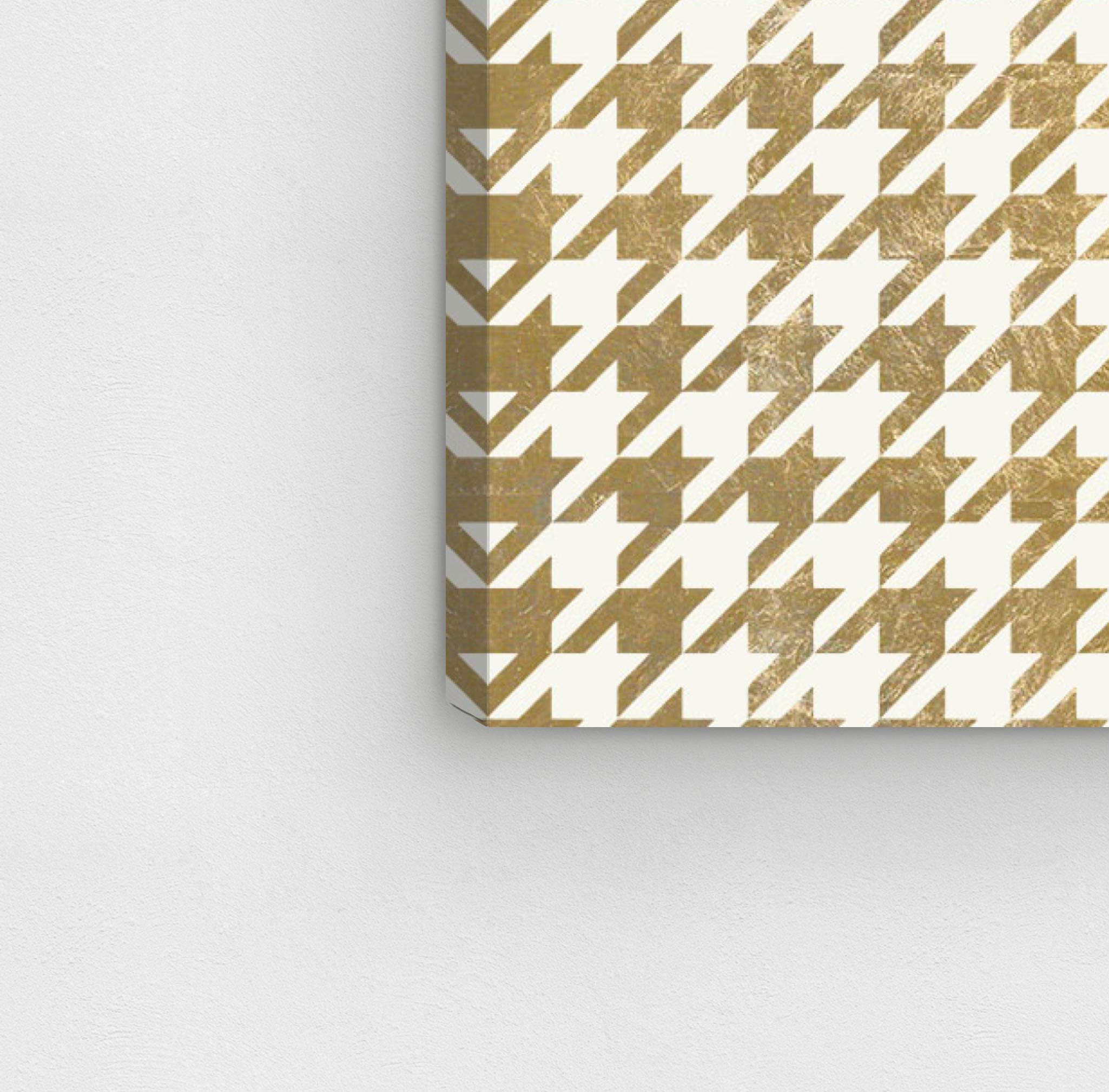 Oliver Gal Artist Co. Abstract Golden Houndstooth Wall Art Canvas Print - 12x12 Inch Modern Home Decor in Gold & White | Perfect for Living Room, Bedroom & Office Wall Decor