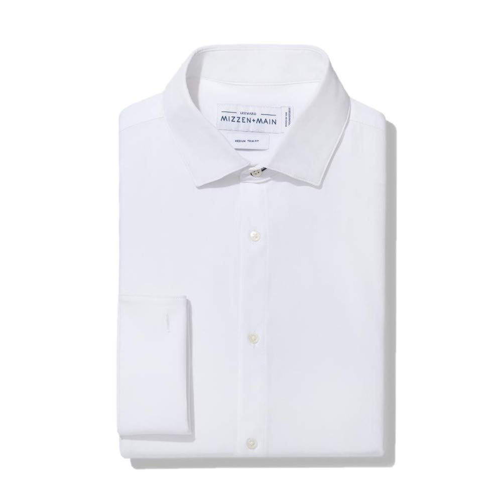 Mizzen + Main Men's Tuxedo Dress Shirt Slim Fit French Cuffs - Machine Washable Wrinkle-Free Formal Shirt for Weddings & Business Events - Leeward Connery Collection