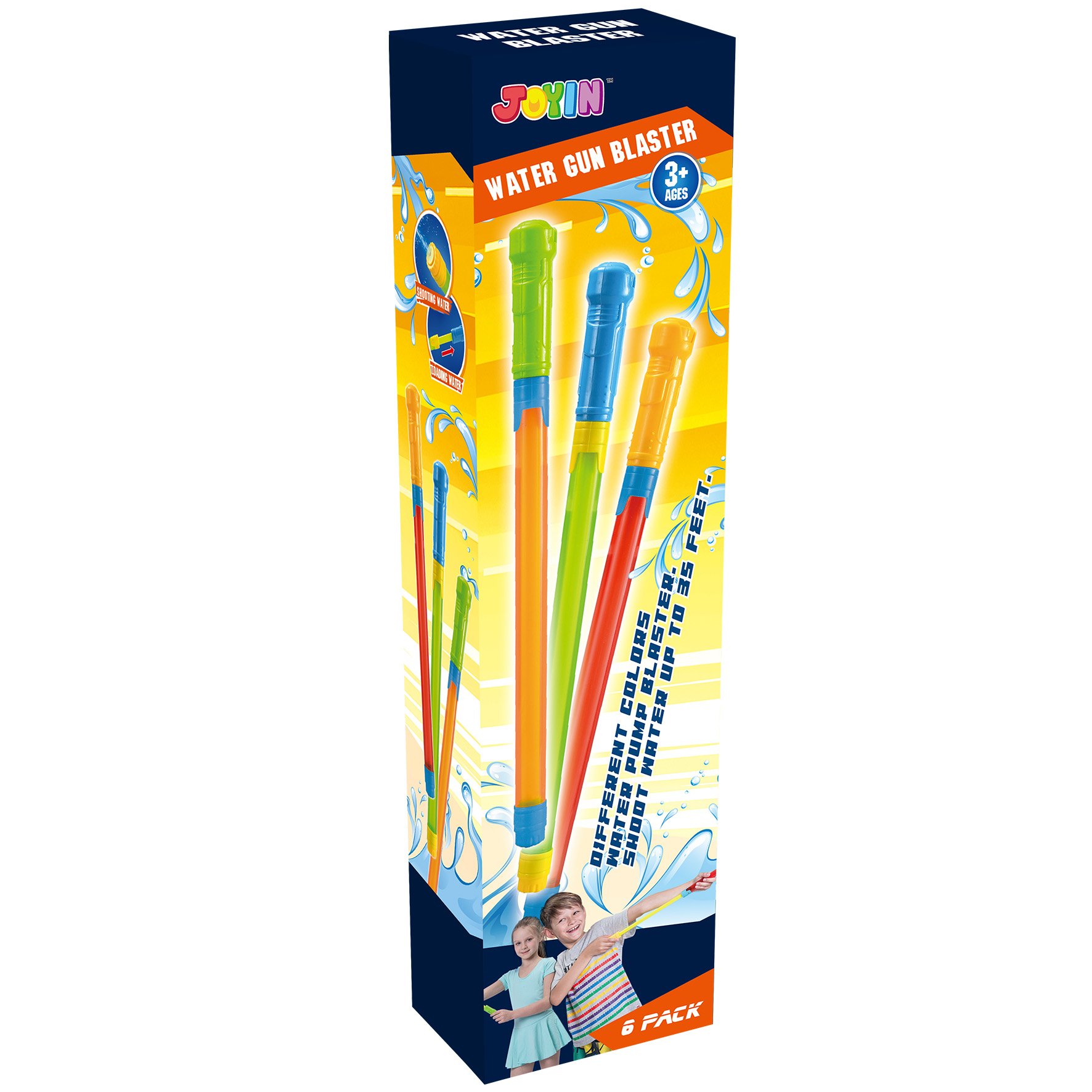 JOYIN 6 Pack Super Blaster Water Guns - 16.5 Inch Large Water Squirt Guns for Kids, Outdoor Summer Pool Beach Toys for Water Fights, Birthday Party Favors and Backyard Fun