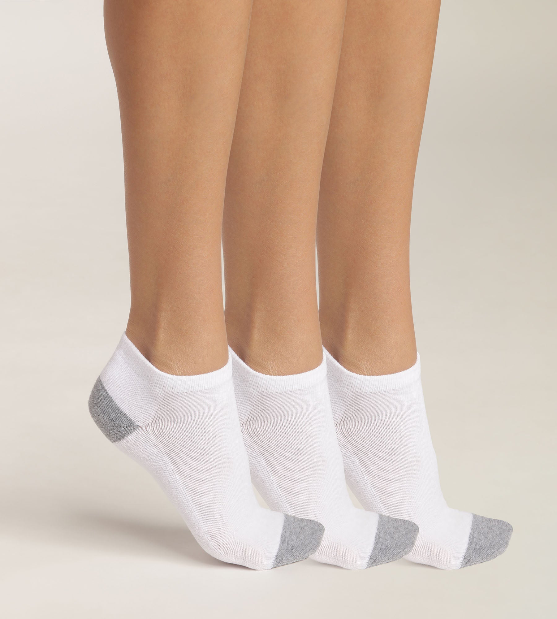 3 Pairs Women's Cotton Socks - White & Gray EcoDim Sport Socks for Running, Yoga & Casual Wear