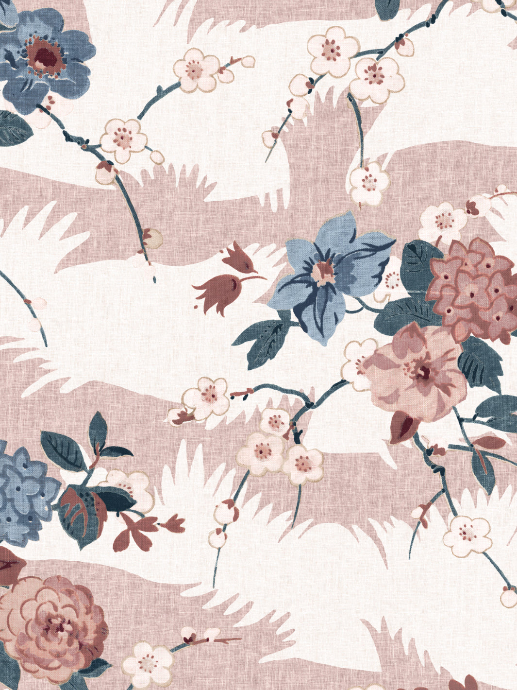 Nathan Turner Dora Chintz Wallpaper - Pink and Blue Floral Pattern for Bedroom & Living Room Decor