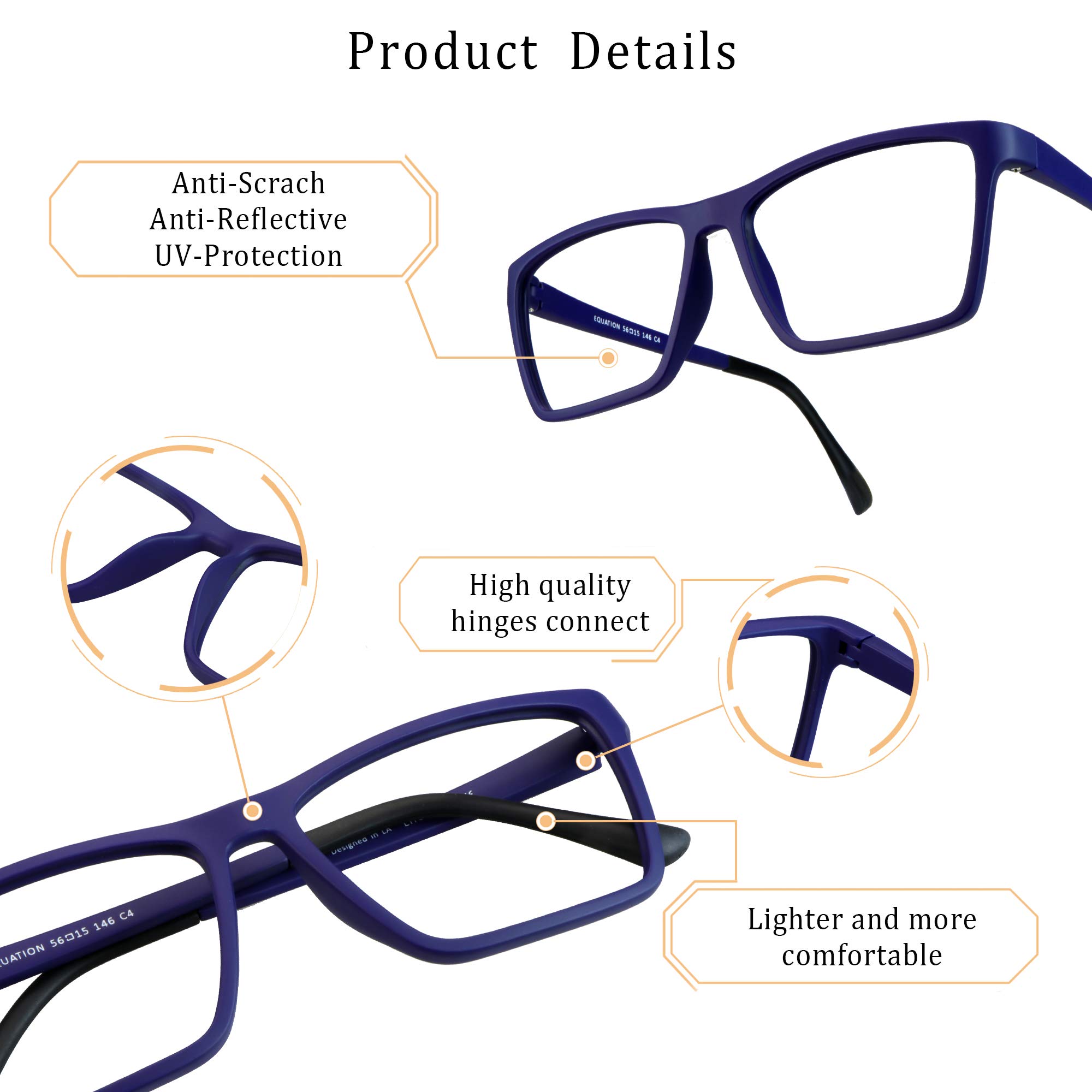 LifeArt Blue Light Blocking Reading Glasses - Anti-Eyestrain Computer Glasses for Women & Men - Anti-Glare Gaming & TV Glasses - Perfect for Office Work, Screen Time & Night Reading