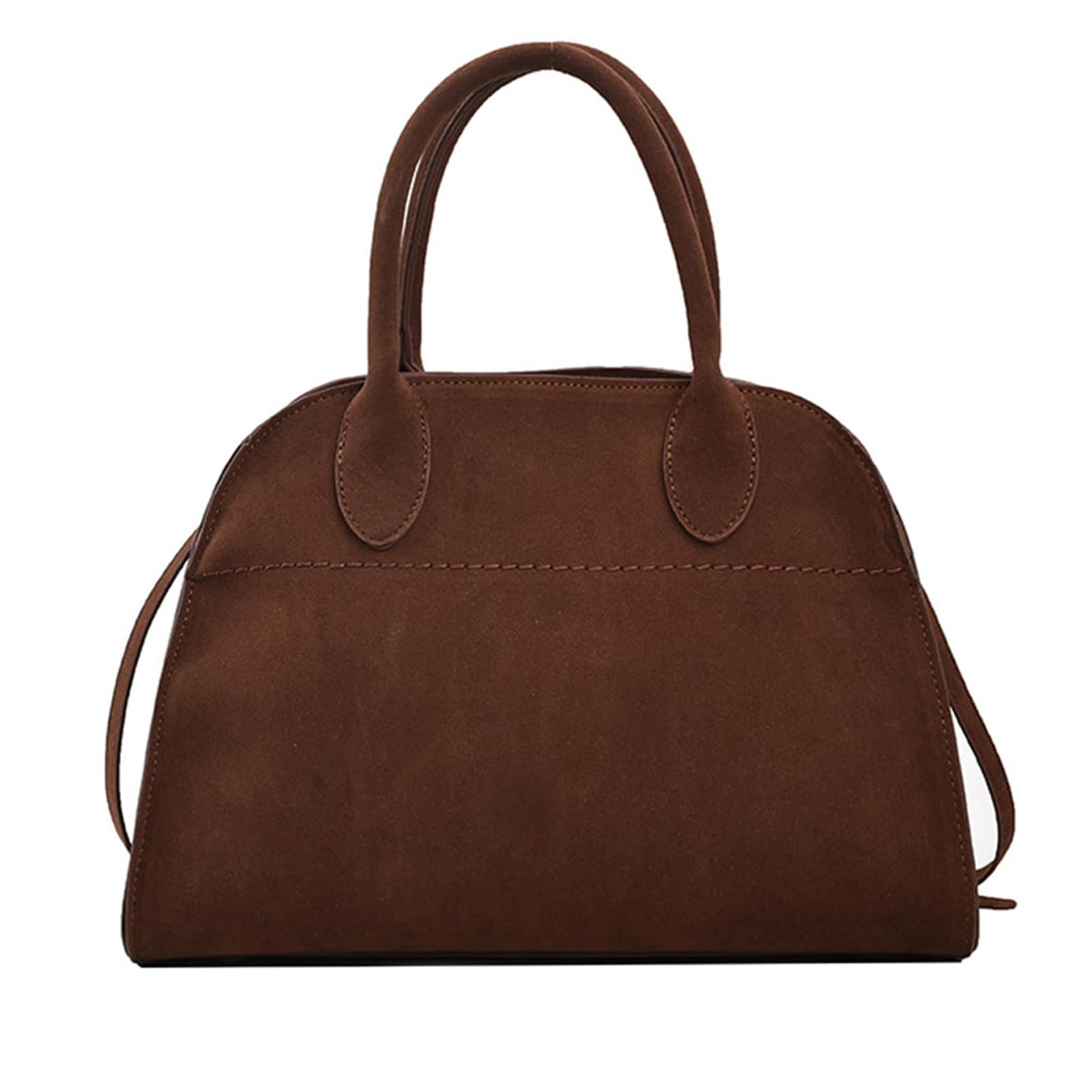 Vintage Suede Tote Bag for Women - Retro Top Handle Shoulder Purse, Genuine Leather Work Bag (Brown, Small) | Perfect for Office, Travel & Everyday Use