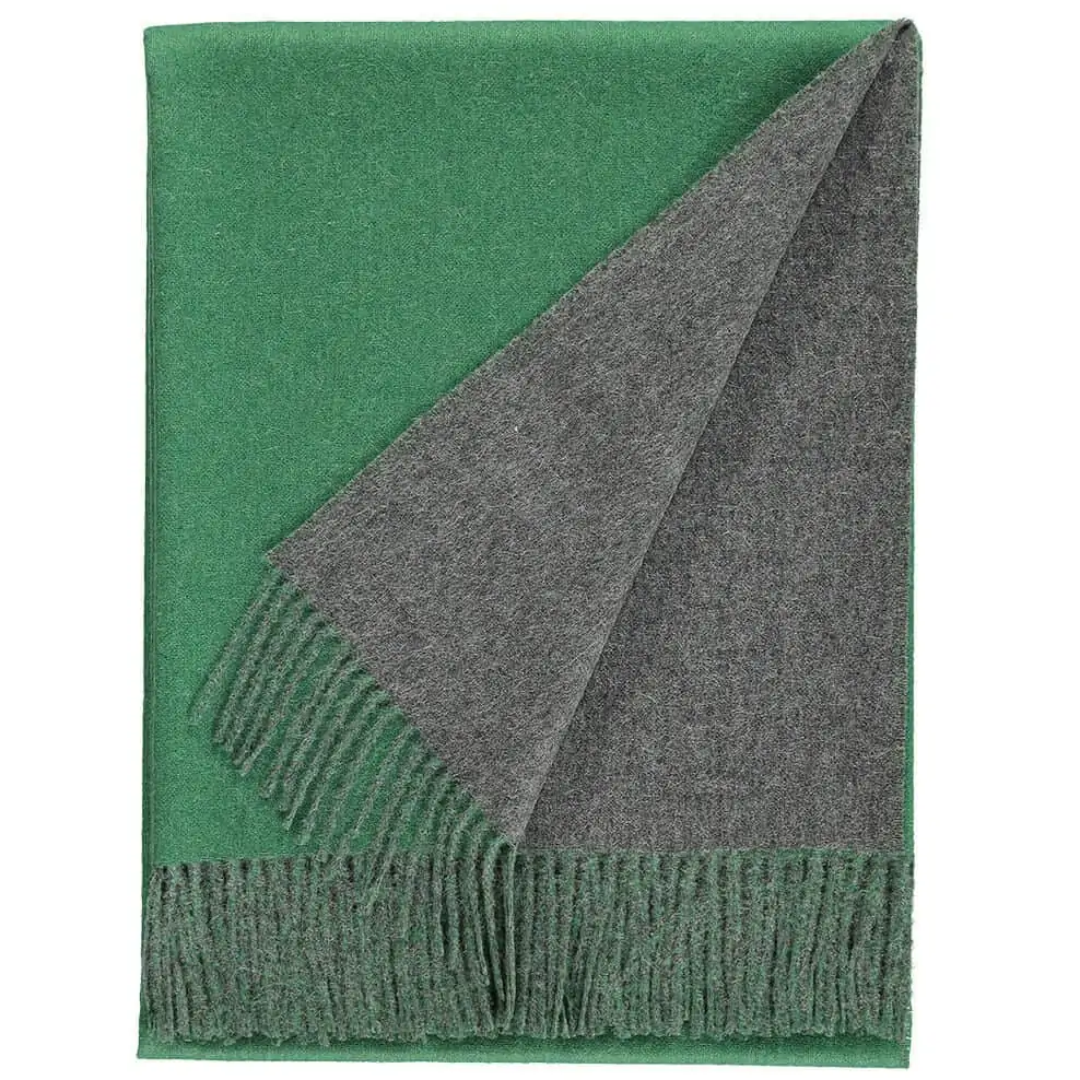 Premium Forest Green & Grey Baby Alpaca Emery Throw Blanket (71