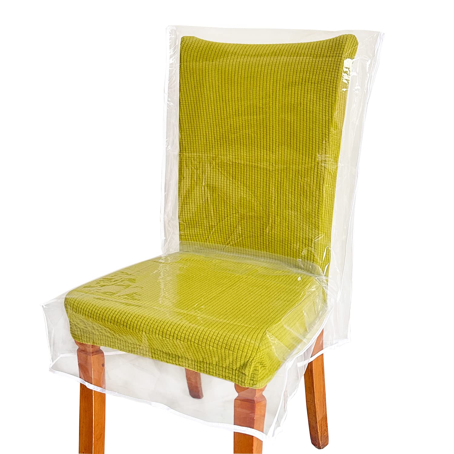 JOMMIE CHEN Clear Plastic Chair Covers - 4 Pack Waterproof PE Material Dining Chair Protectors for Liquids, Dust & Pet Scratches - Durable, Washable Seat Covers for Kitchen, Restaurant & Home Use