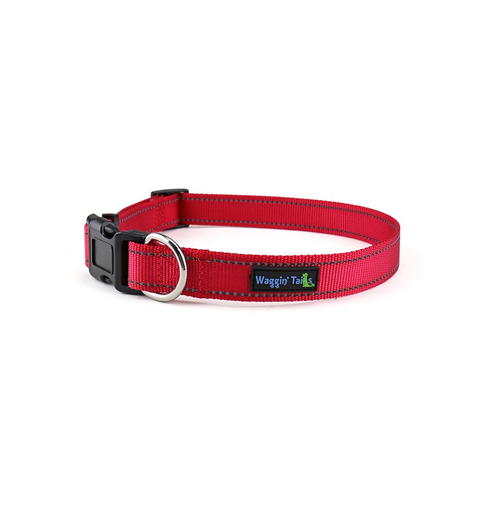 Classic Reflective Dog Collar - Large Size, Carnation Red | High Visibility Safety Collar for Night Walks, Jogging & Outdoor Adventures