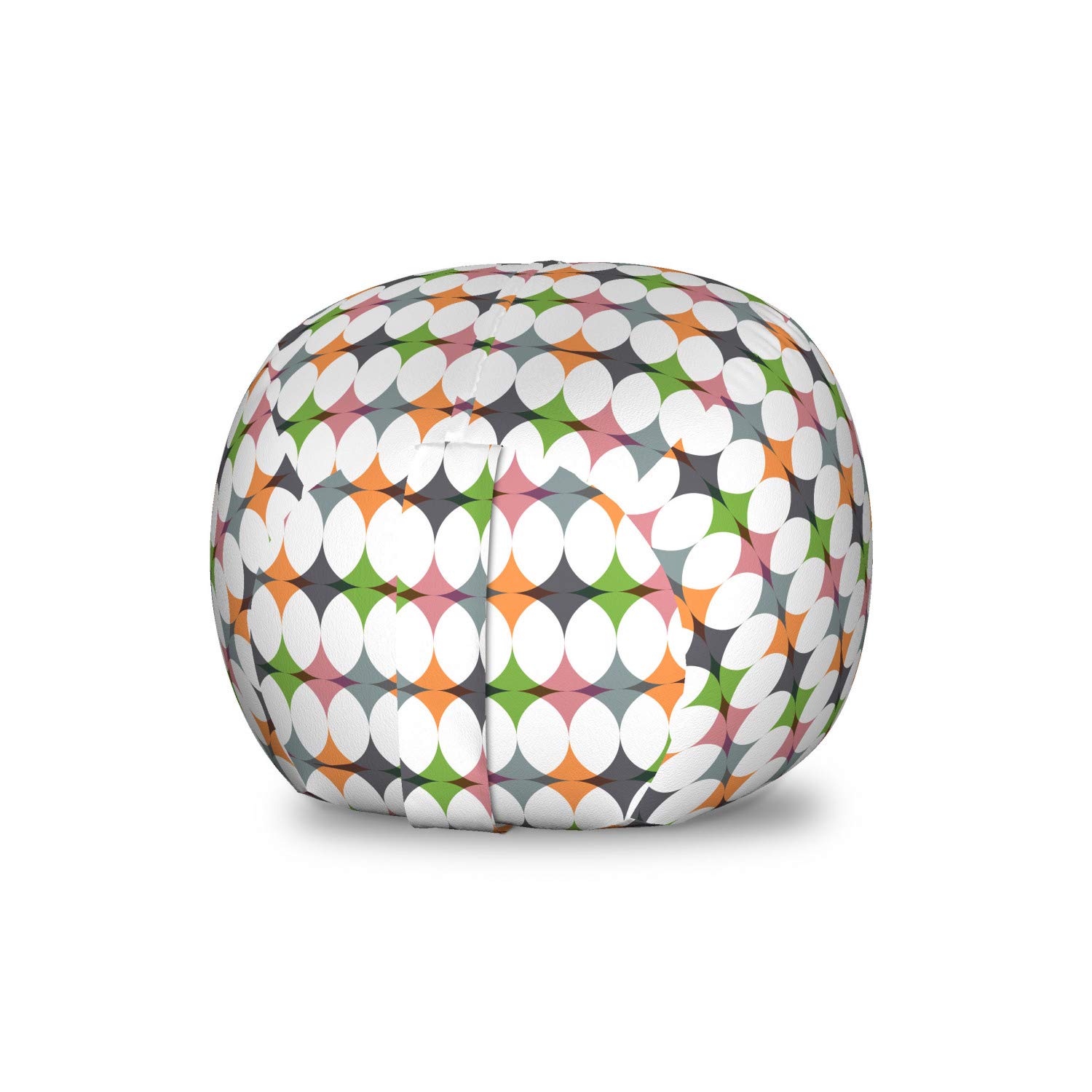 Ambesonne Abstract Toy Storage Bag Chair - Colorful Circular Design, Washable Stuffed Animal Organizer, Small Multicolor Kids' Room Decor - Perfect for Playroom Organization & Cozy Reading Nook Seating