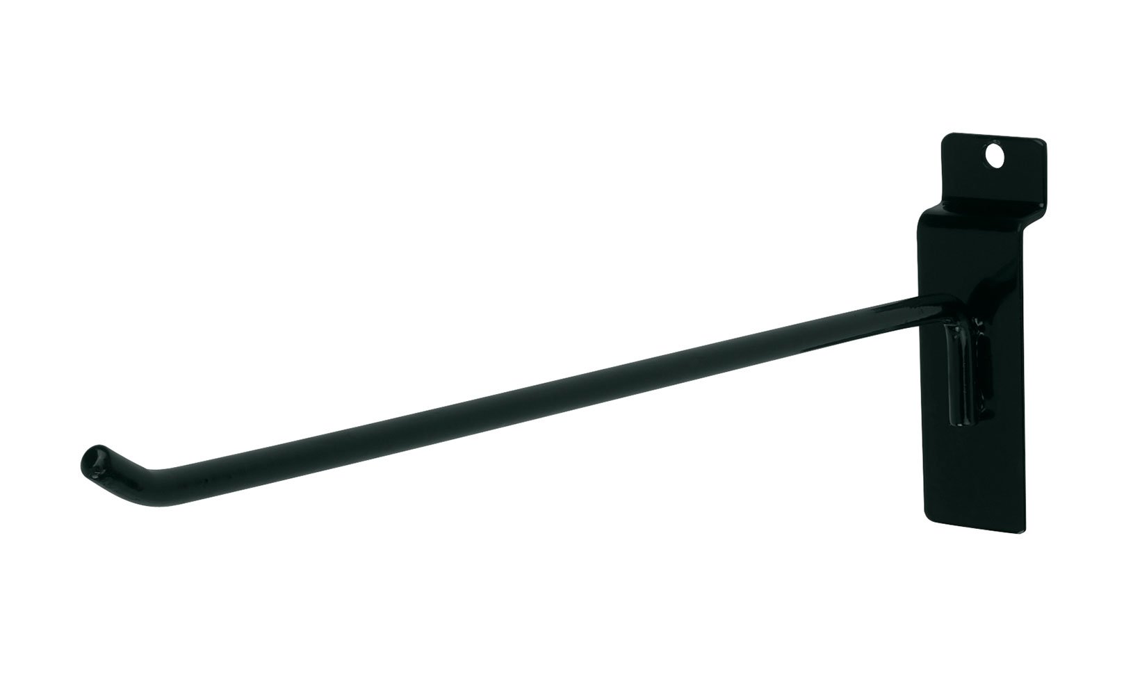 SSWBasics 10 Inch Black Peg Hooks for Slatwall - Heavy Duty Metal Display Hooks (25 Pack) - Perfect for Retail Stores, Garages & Home Organization