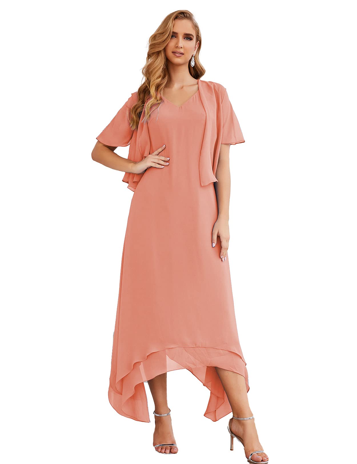 Elegant Plus Size Chiffon Mother of the Bride Dress with Jacket - Formal Wedding Guest Dress for Women - Perfect for Weddings, Receptions & Special Occasions