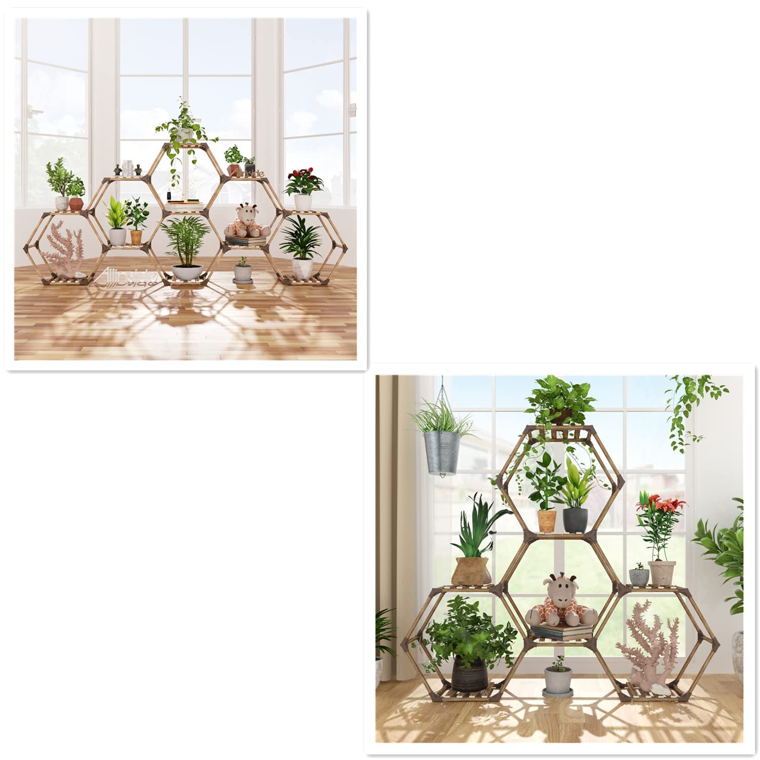 Hexagonal Plant Stand Indoor - Modern Flower Pot Holder for DIY Home Decor, Living Room, Corner, Window, Patio, Garden & Balcony | Perfect for Small Spaces and Plant Lovers