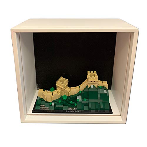 13x13x5 Inch Lego Shadow Box Display Case - White Wooden Memory Picture Frame with Clear Acrylic Slide Cover - Perfect for Lego Minifigure Collections, Home Decor & Wall Display