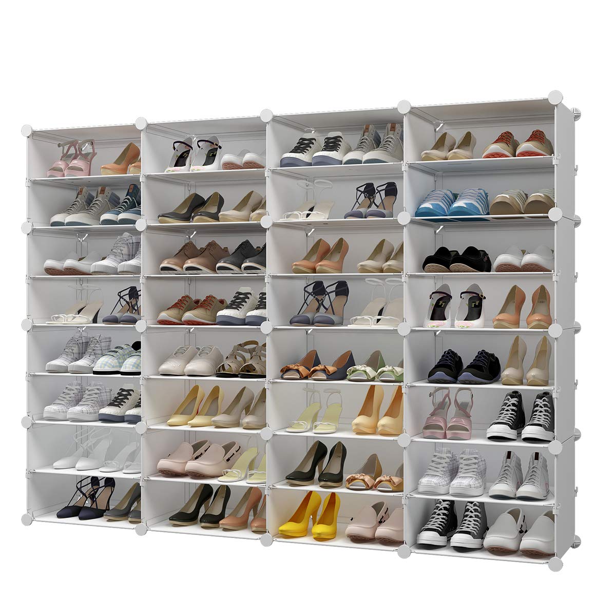 KOUSI 64-Pairs Shoe Organizer - Modular Shoe Rack Tower Storage Cabinet for Closet & Entryway Organization (White) - Perfect for Small Spaces & Shoe Collection Display