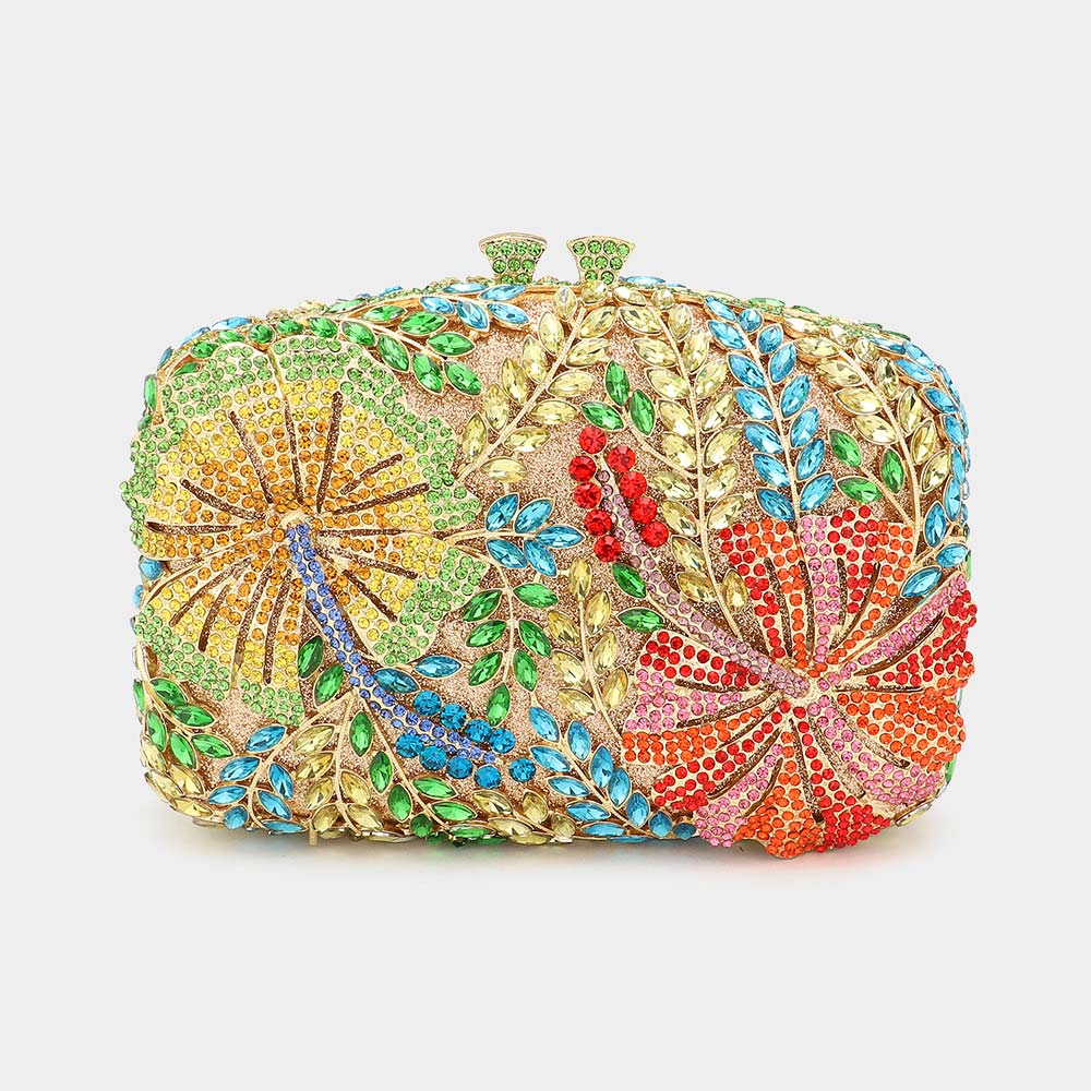 Elegant Gold Crystal Rhinestone Floral Handbag - Clutch, Tote & Shoulder Bag for Women | Perfect for Weddings, Parties & Evening Events