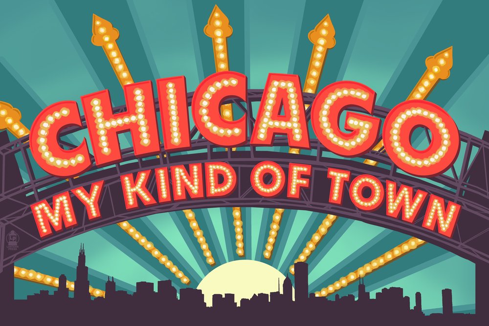 Lantern Press Chicago Illinois Marquee Art Print - 9x12 Wall Decor Travel Poster for Home, Office & Gift Ideas