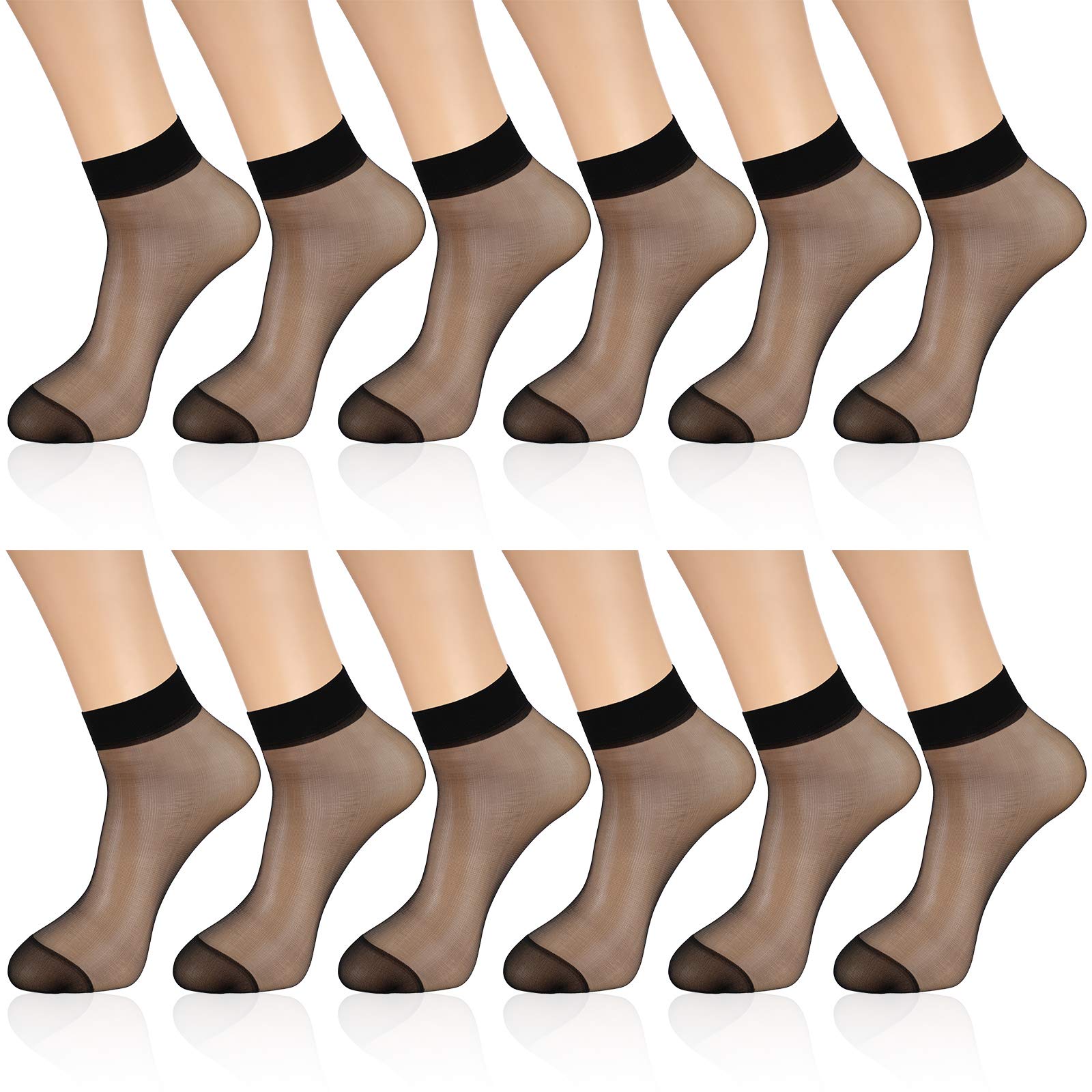 Geyoga 12 Pairs Women's Sheer Ankle Socks - Thin Nylon Transparent High Hosiery Socks for Dresses & Casual Wear | Perfect for Office, Parties & Everyday Comfort