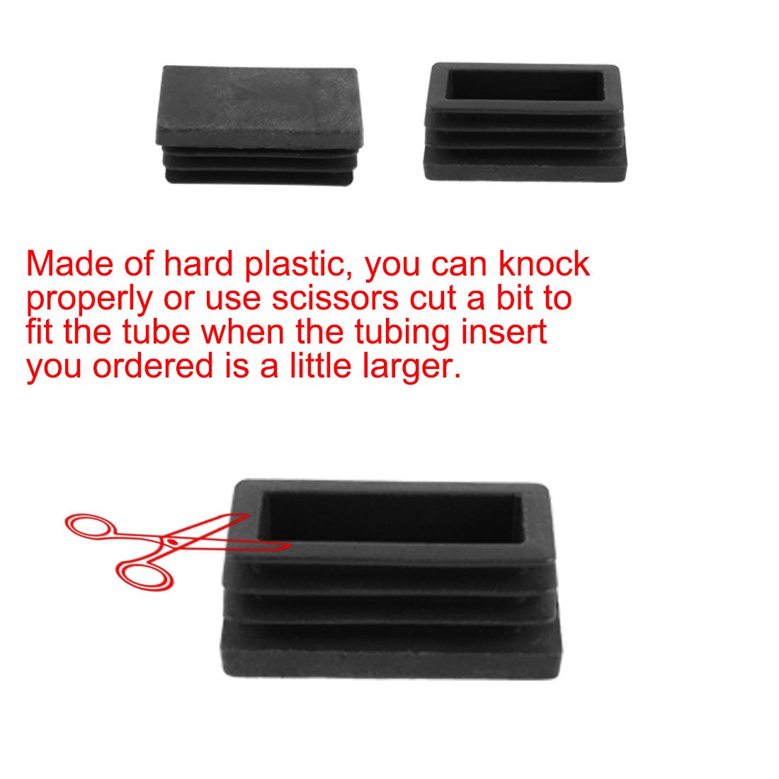 8Pcs 20mm x 40mm Plastic Rectangle Ribbed Tube Inserts End Caps - Furniture Chair Table Desk Feet Protectors for Floor Protection & Noise Reduction - Perfect for Home Office, Classroom, and Restaurant Furniture