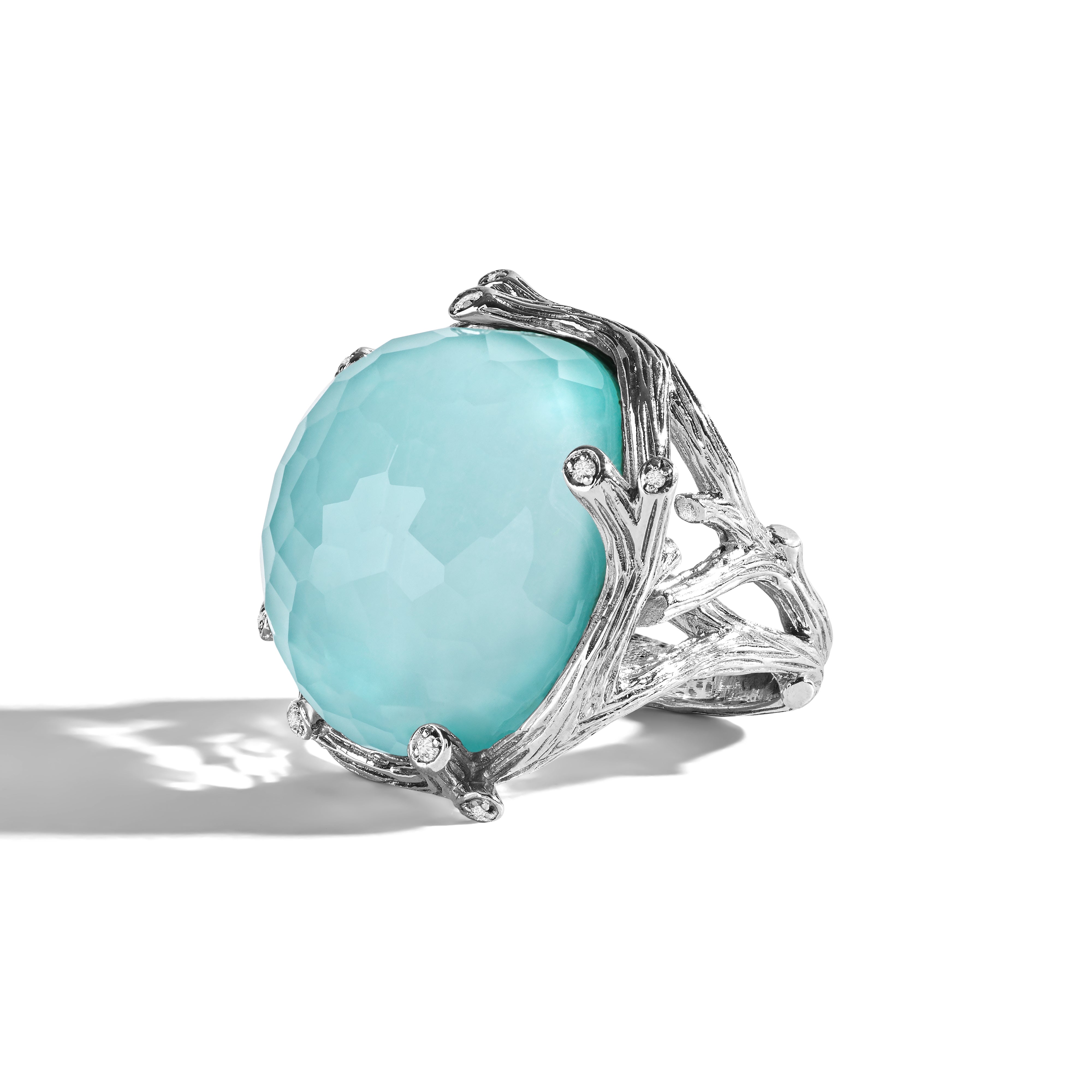 Enchanted Forest Ring with Turquoise Doublet and Diamonds - Elegant Bohemian Jewelry for Women, Perfect for Weddings, Parties & Special Occasions