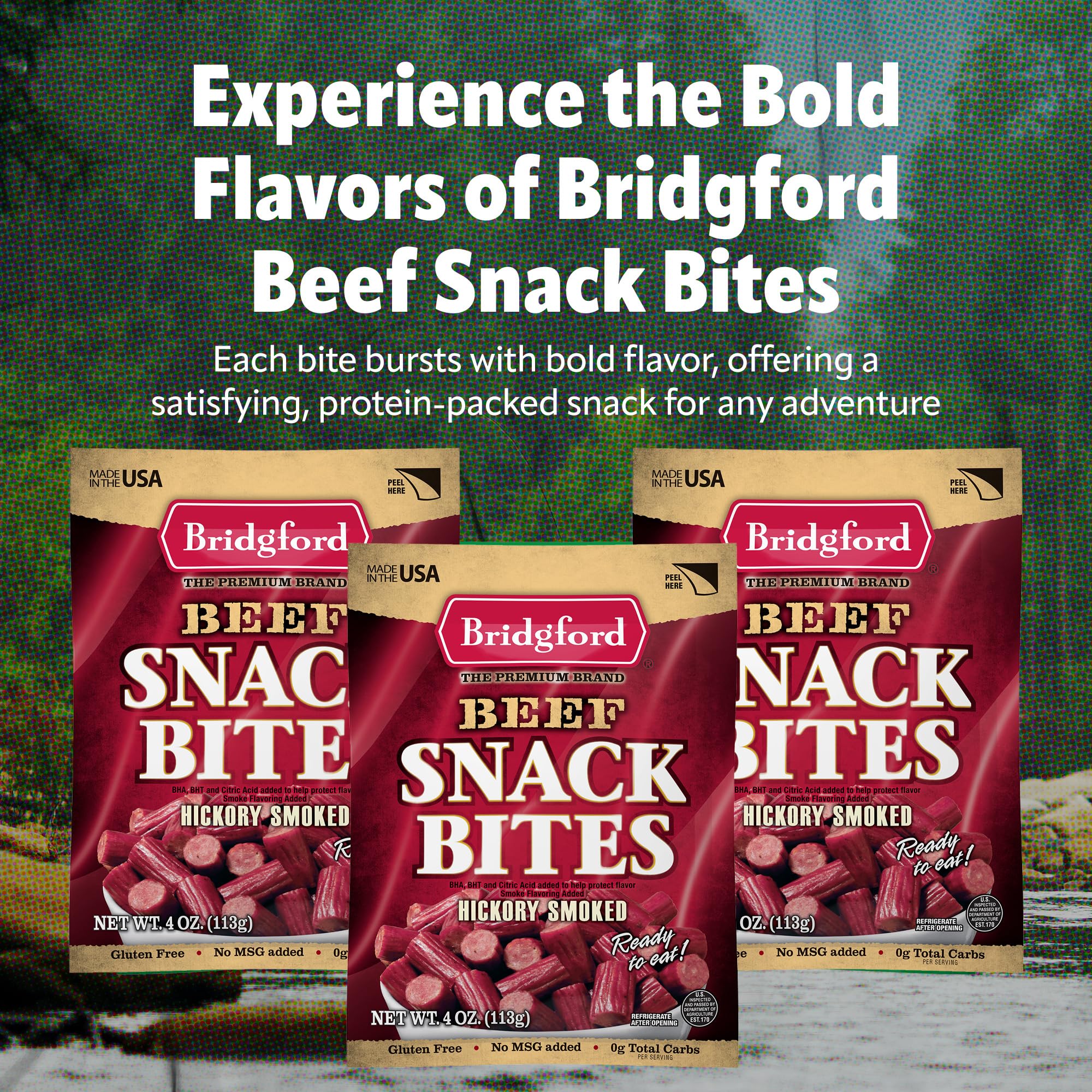 Bridgford Beef Snack Bites 4 oz (Pack of 4) - Gluten Free, Zero Carb, Keto-Friendly Meat Snacks for Adults - High Protein Ready-to-Eat Snacks for Travel, Hiking, Office & On-the-Go Lifestyle