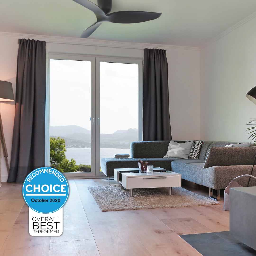 Aeratron Plus AE3+ Three Blade 50 Inch Black DC Ceiling Fan - Energy Efficient Cooling for Living Room, Bedroom & Outdoor Spaces
