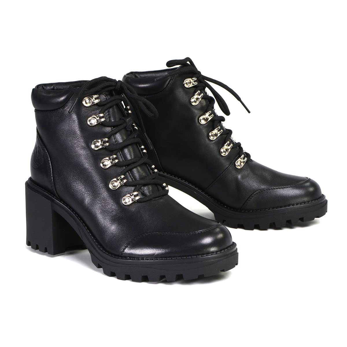 Milwaukee Leather Women's Devine Black Leather Lace-Up Platform Boots MBL9439 | Stylish Ankle Booties for Casual Outfits, Date Nights & Fall Fashion