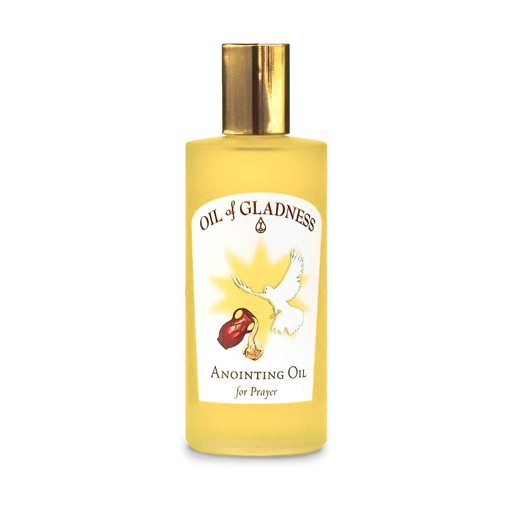 Unscented Anointing Oil of Gladness - 3.5 oz Decorative Bottle for Daily Prayer, Religious Ceremonies & Blessings | Perfect for Home Worship, Church Services & Spiritual Healing