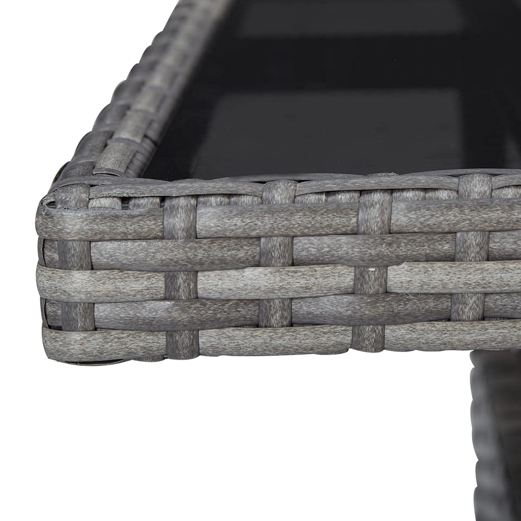 Gray Poly Rattan & Glass Outdoor Dining Table - Patio, Garden, Balcony, Backyard, Terrace Furniture - Perfect for Alfresco Dining & Entertaining