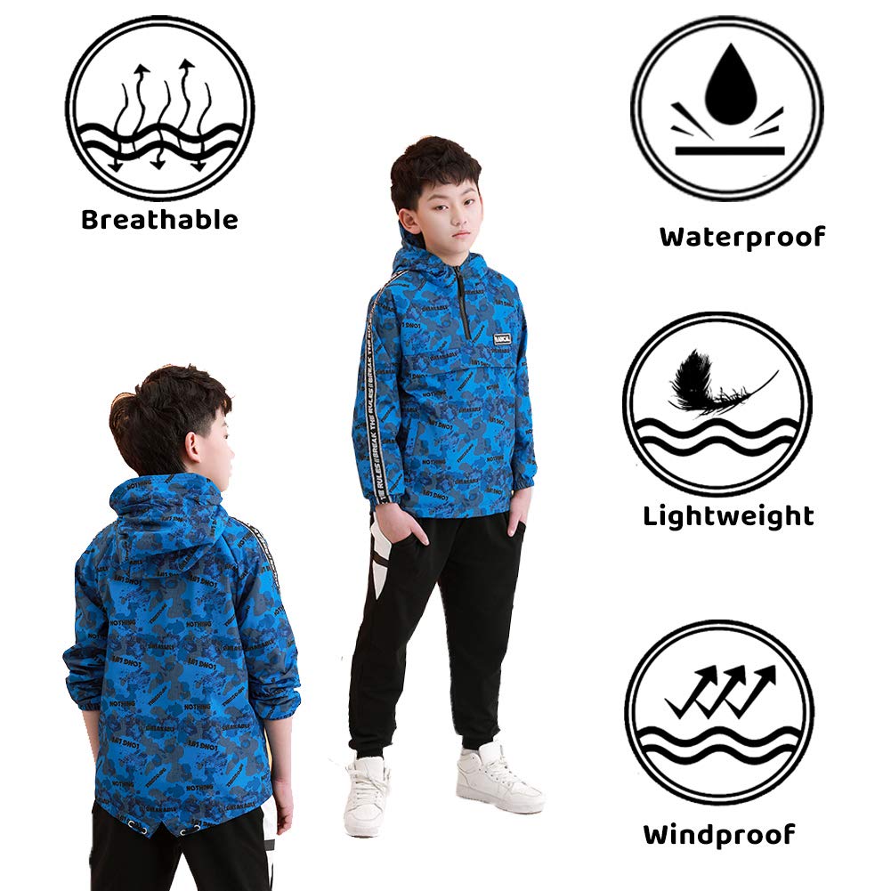 SNOW DREAMS Boys Waterproof Rain Jacket - Lightweight Windbreaker Coat for Spring & Outdoor Play | Perfect for School, Hiking & Rainy Day Adventures