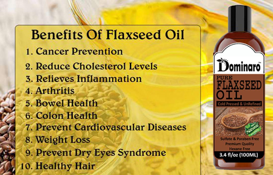 Dominaro 100% Pure Natural Flaxseed & Garlic Hair Oil - 200ml | Promotes Hair Growth & Scalp Health | Perfect for Dry, Damaged Hair & Dandruff Treatment
