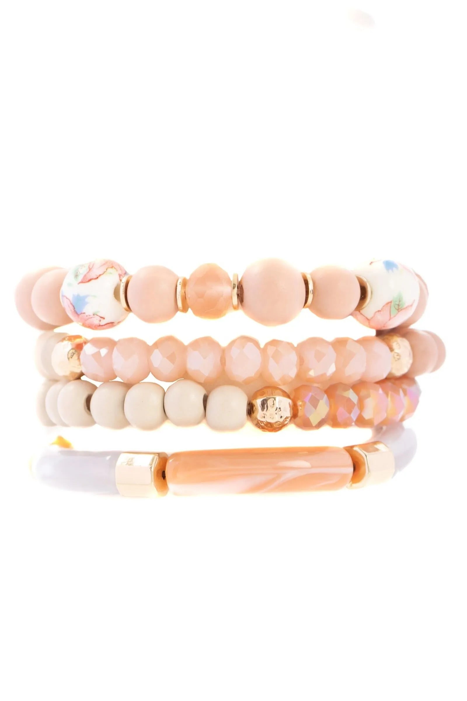 Beaded Wood Chain Link Bracelet Set for Women - Natural Wooden Bead Bracelets with Adjustable Chain - Boho Chic Jewelry for Casual Wear, Parties & Gifts