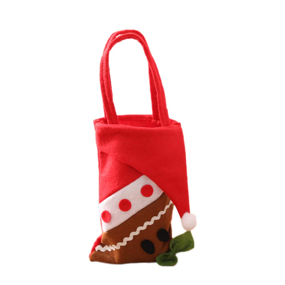 Abaodam Kids Christmas Candy Bags - Portable Gingerbread Man Design Gift Bags with Handle for Holiday Parties, School Events & Trick-or-Treating - Perfect Christmas Party Favors & Stocking Stuffers (Set of 12)