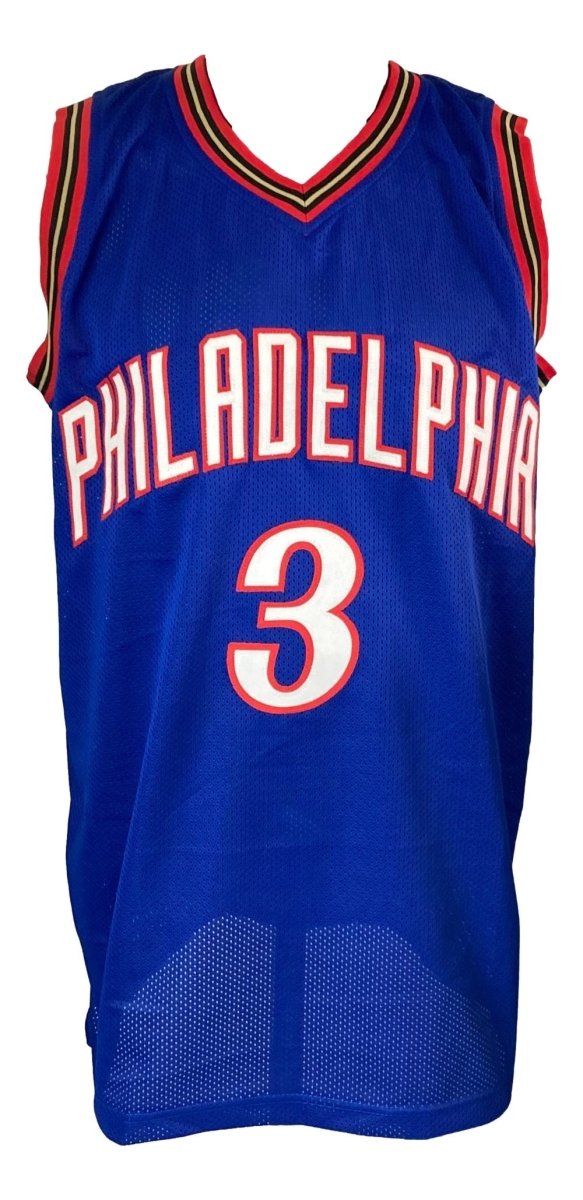 Authentic Allen Iverson Philadelphia 76ers Signed Blue Basketball Jersey - NBA Memorabilia for Collectors & Sports Fans - Perfect for Display, Gifts & Man Cave Decor