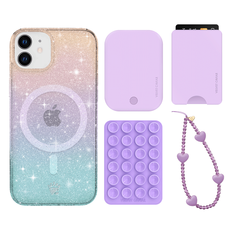 Ombre Stardust iPhone Wallet Case with Card Holder - Slim Protective Phone Cover for iPhone 13/14/15 Pro Max - Perfect for Everyday Use, Travel & Shopping