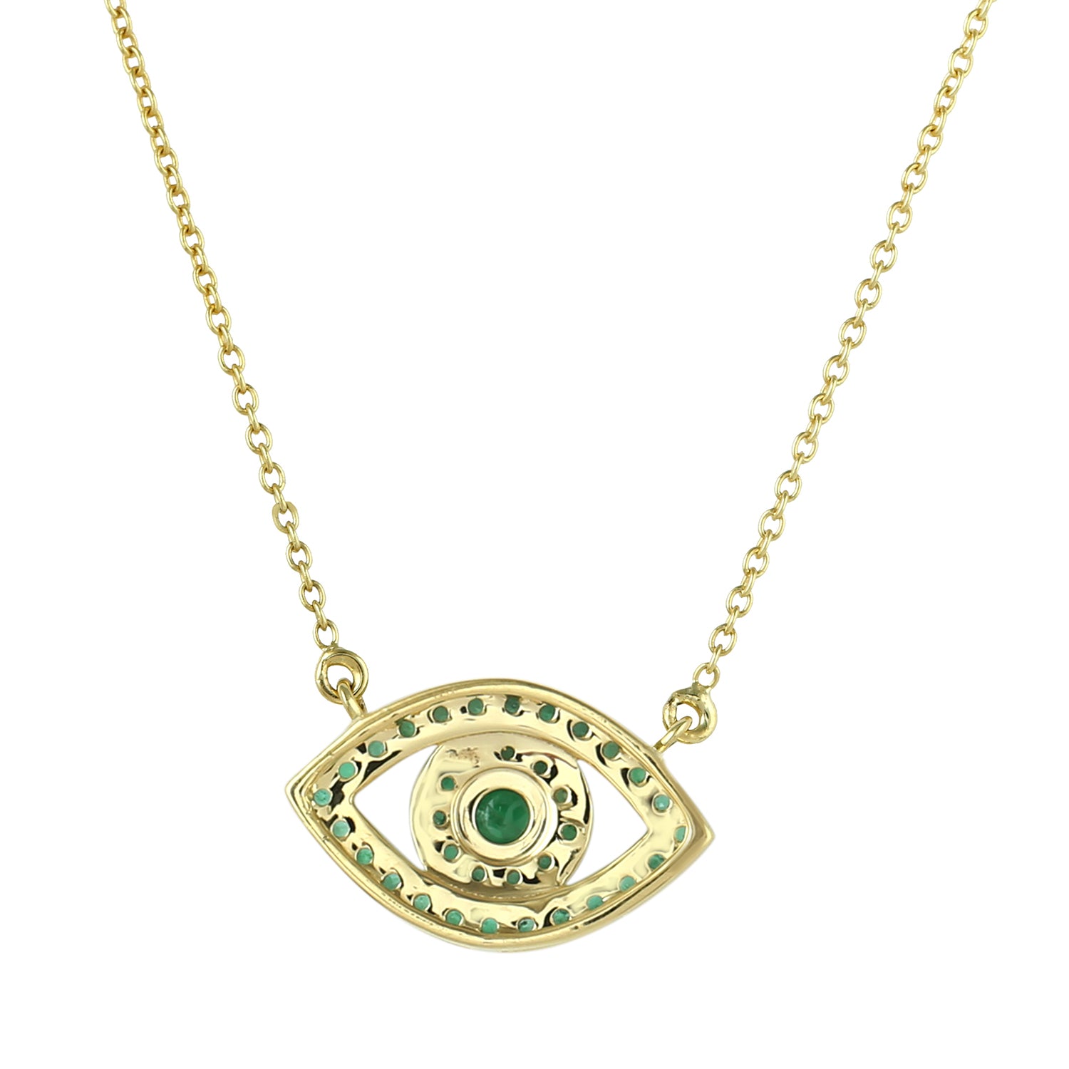 14K Yellow Gold Pave Emerald Evil Eye Choker Necklace for Women - Elegant Protection Jewelry for Everyday Wear, Gift for Her, Birthday & Anniversary