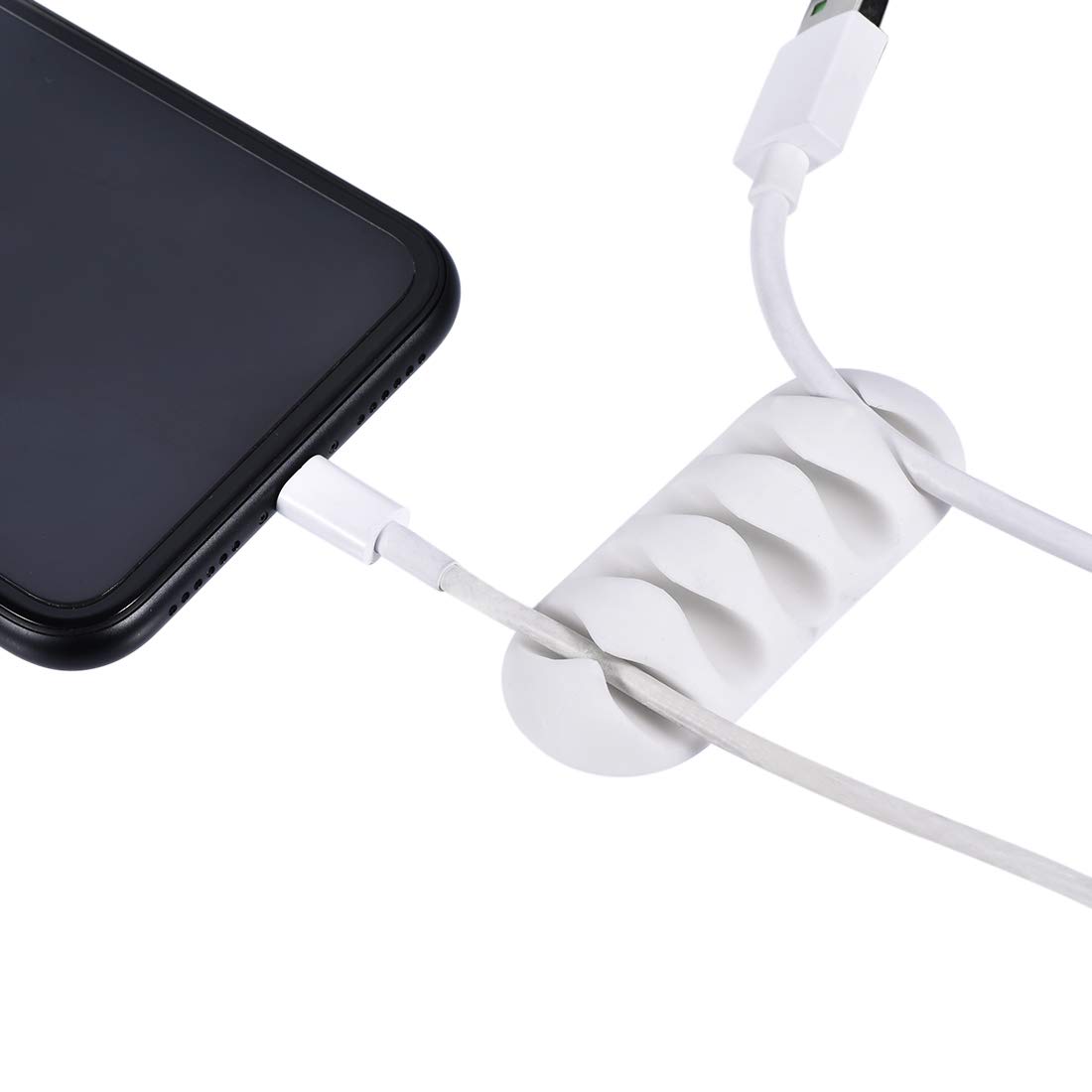 6Pcs White Self-Adhesive Cable Organizer Ties - Cord Holder for Computer Mouse, USB Charging Cables - Perfect for Desk, Office, Home Electronics Organization