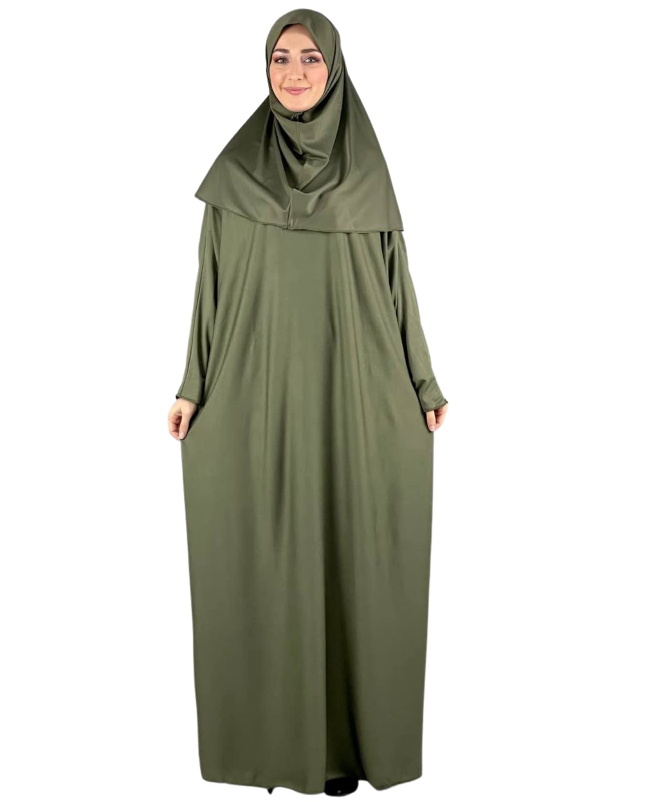 Elegant Muslim Women's Prayer Outfit - Long Abaya Robe with Hijab & Rosary | Islamic Dress for Prayer, Mosque & Special Occasions | Dubai Kaftan, Turkish Style Modest Fashion