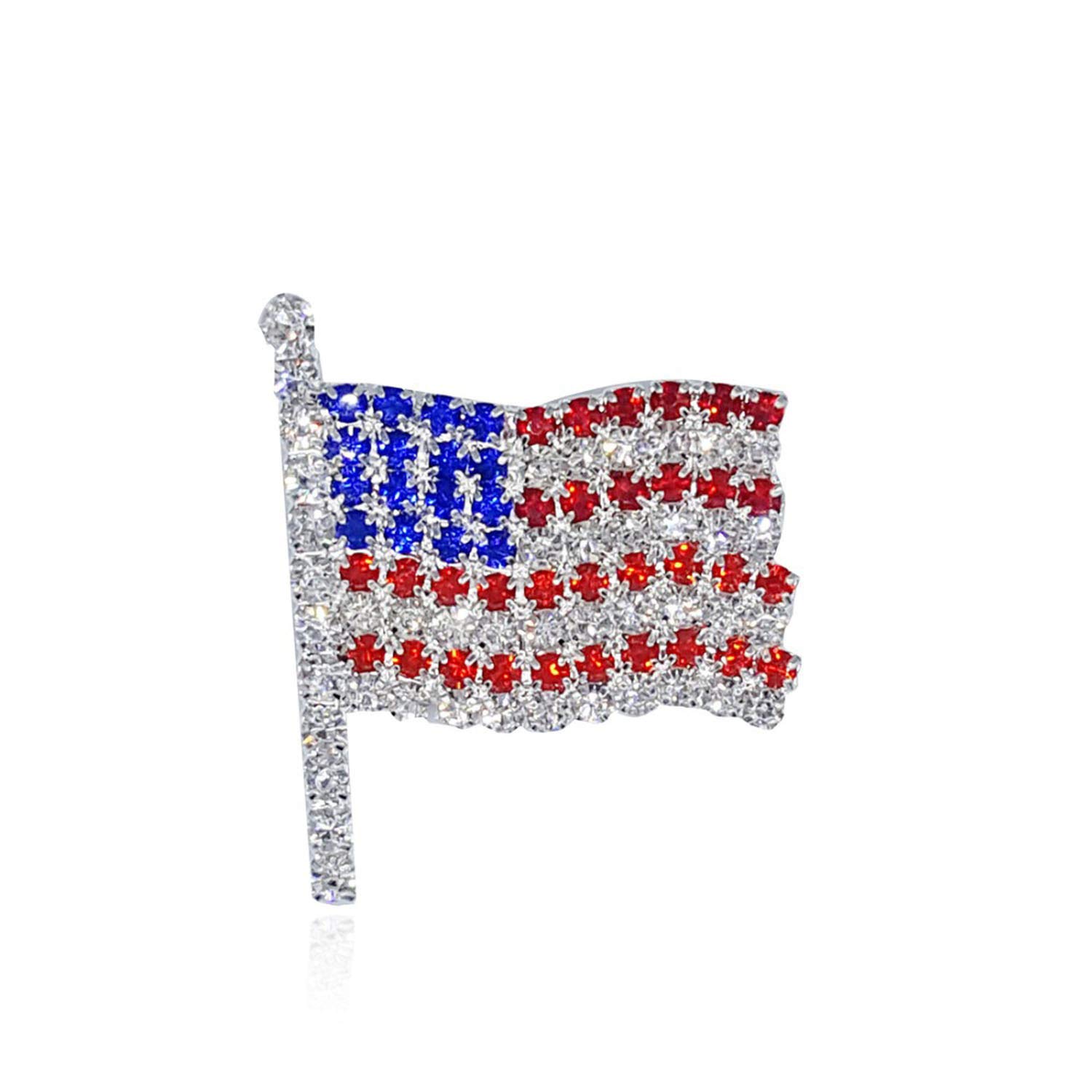 Sparkling Rhinestone USA Flag Brooch Pin - Patriotic Jewelry Gift for Women & Men | Perfect for Independence Day, Veterans Day & National Holidays