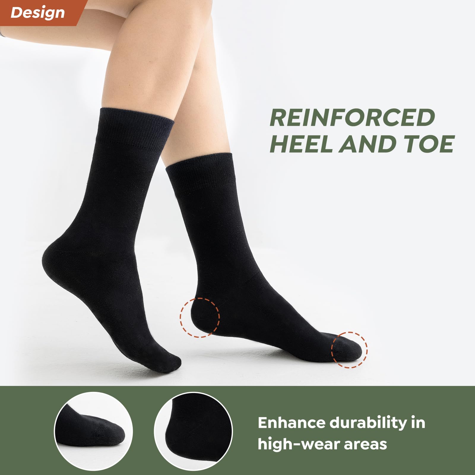 Women's Bamboo Rayon Crew Socks - Soft & Breathable for Work & Casual Wear