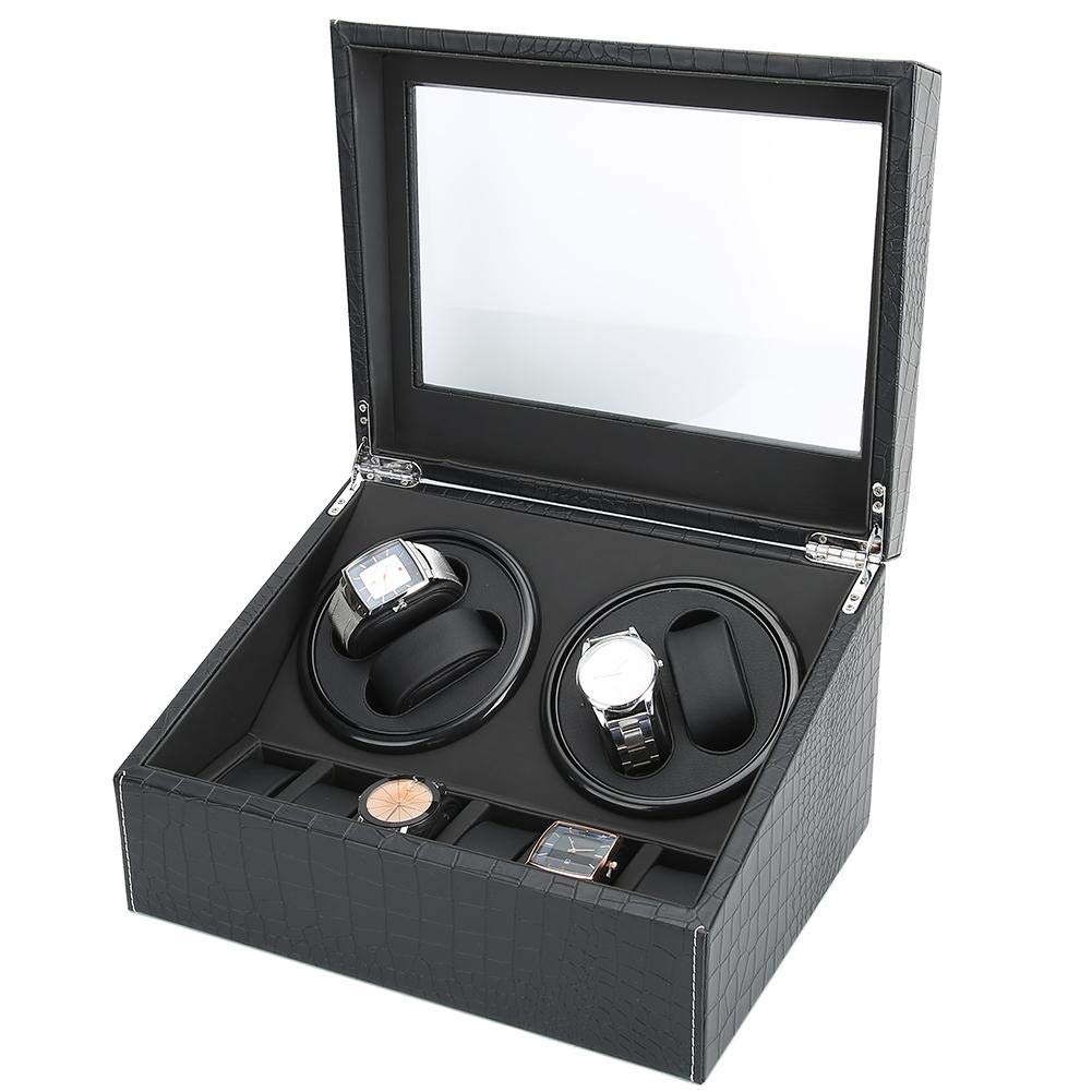 YUYTEE Automatic Watch Winder with 10 Slots - PU Leather Watch Storage Box for Men & Women - 100-240V Mechanical Watch Winder for Automatic Watches - Perfect for Home, Office, and Travel Use