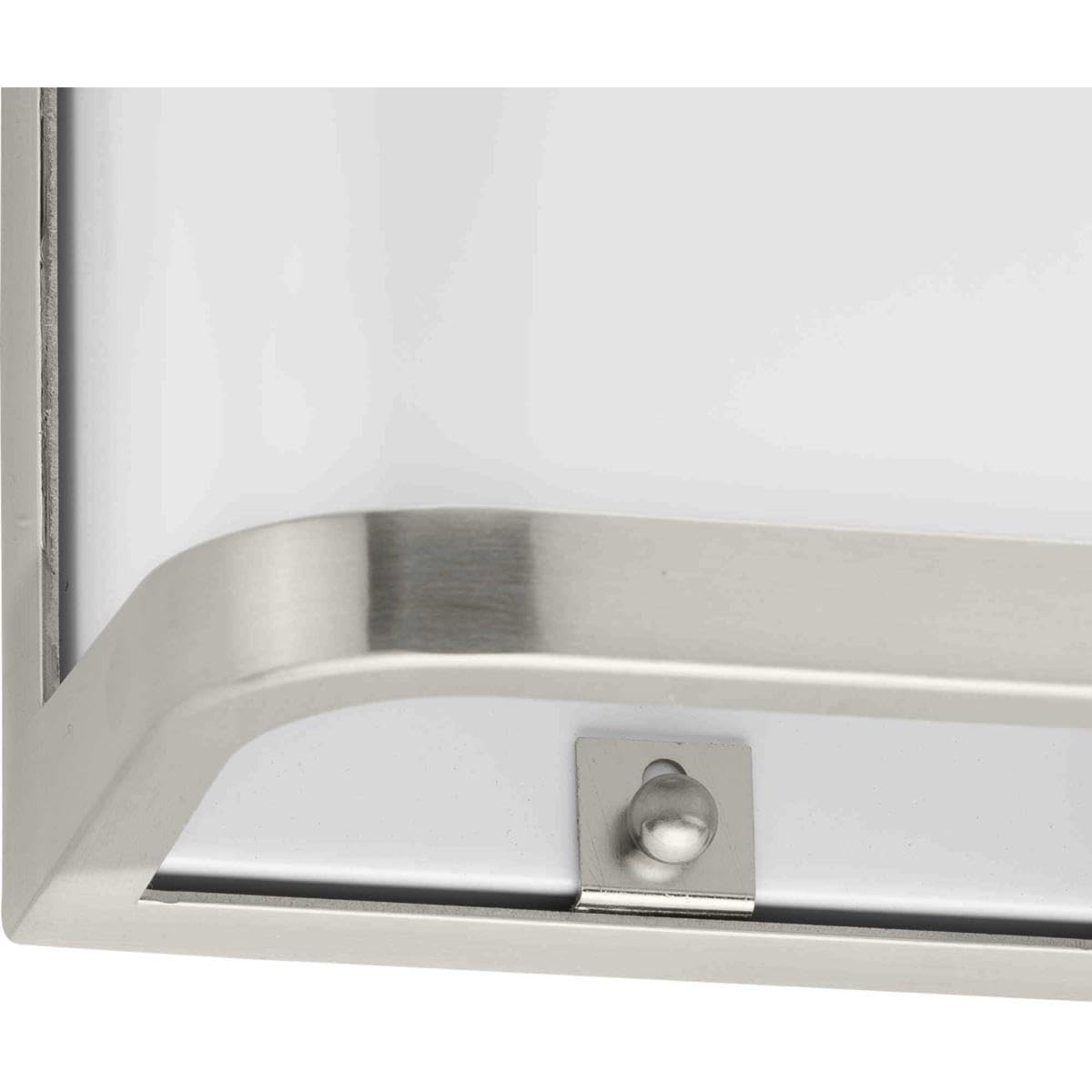 Progress Lighting Valera LED 1-Light Modern Outdoor Wall Lantern - Matte White Acrylic Shade, Brushed Nickel Finish - Perfect for Porch, Patio, and Entryway Lighting