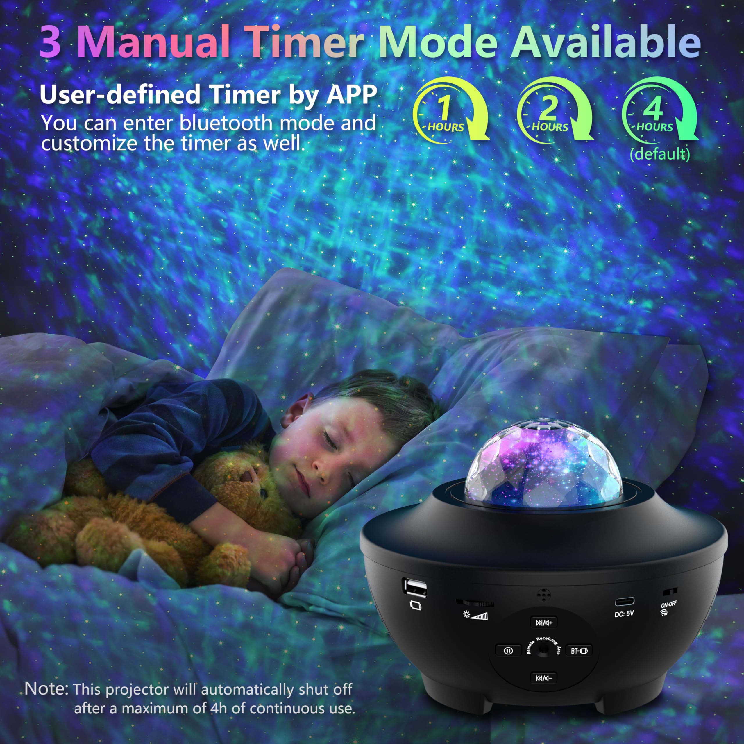 Galaxy Projector for Bedroom - Starry Night Sky Projector with Bluetooth Speaker, Timer, APP & Remote Control | Perfect for Kids Room, Meditation, Home Theater & Romantic Ambience