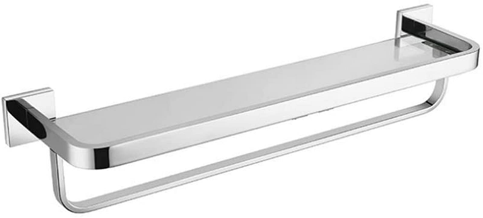 Wall Mounted Glass Bathroom Shelf - Single Tier Shower Organizer with Mirror Front & Included Fixings - Perfect for Shampoo, Soap & Toiletries Storage (40cm) - Ideal for Bathroom, Shower & Restroom Organization