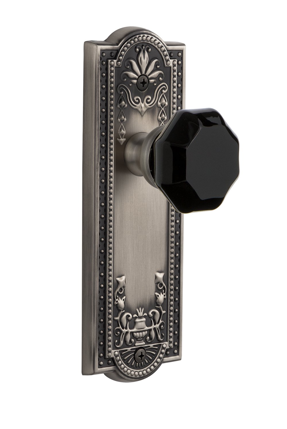 Grandeur Hardware 850701 Carre' Tall Plate with Lyon Knob Privacy Door Lever Set in Timeless Bronze - Perfect for Bedroom, Bathroom & Office Privacy Doors