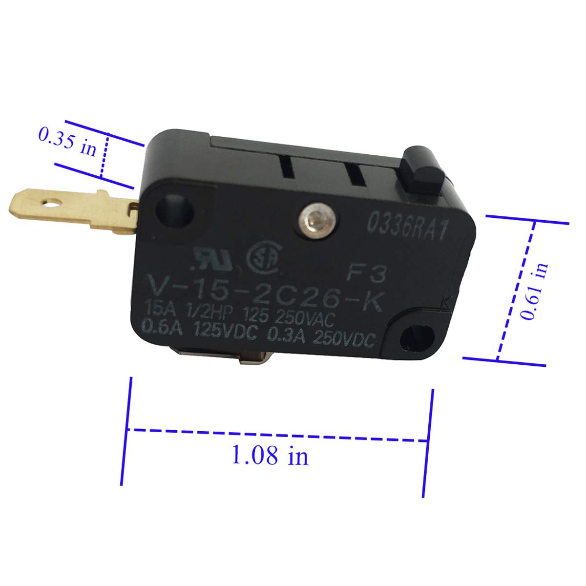 OMRON Switch Replacement - LONYE V-15-2C26-K Micro Snap Action Switch 15A 125/250VAC (Normally Closed) - Compatible with Shurflo 2088 Series Pump (2-Pack) - Ideal for Water Pumps, Industrial Equipment and Appliance Repair